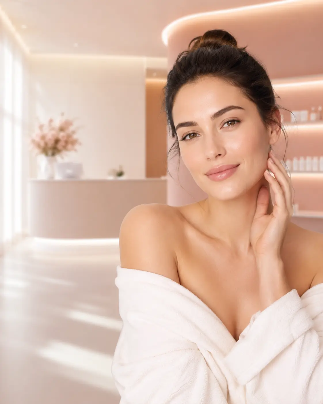 Relaxed beauty clinic client